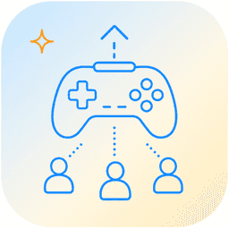 Icon representing uploading a game controller to deliver games to players
